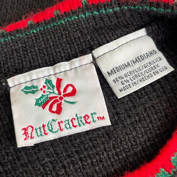 VINTAGE 80s NutCracker Holiday Sparkle Ugly Christmas Tunic Sweater Size Medium - Picture 6 of 7